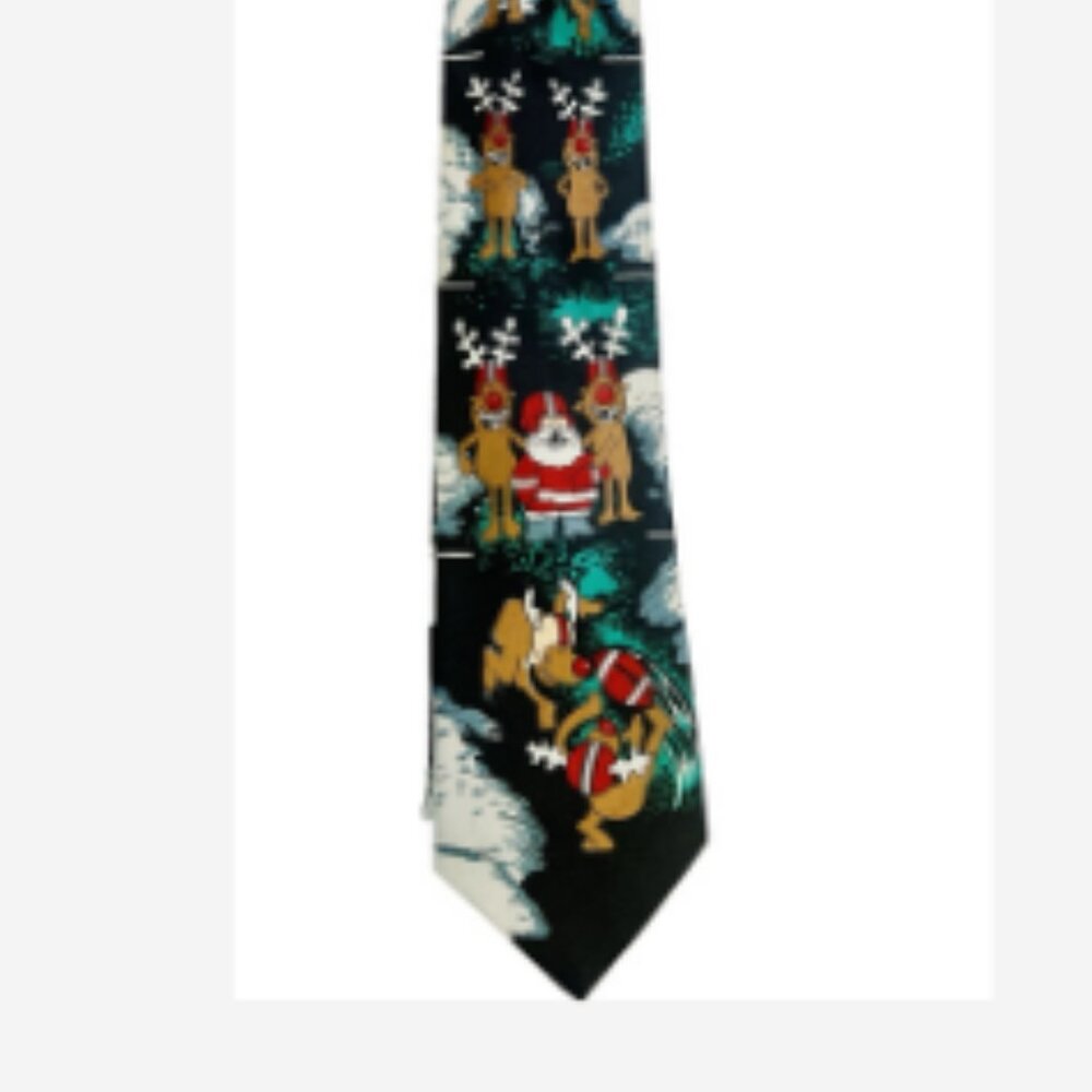 Parouet Men's Tie Santa & Reindeer Playing Football 100% Polyester Classic Cut